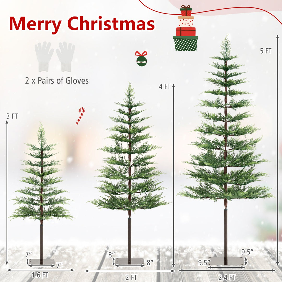 Pre-Lit Cypress Christmas Tree Set of 3 with LED Lights