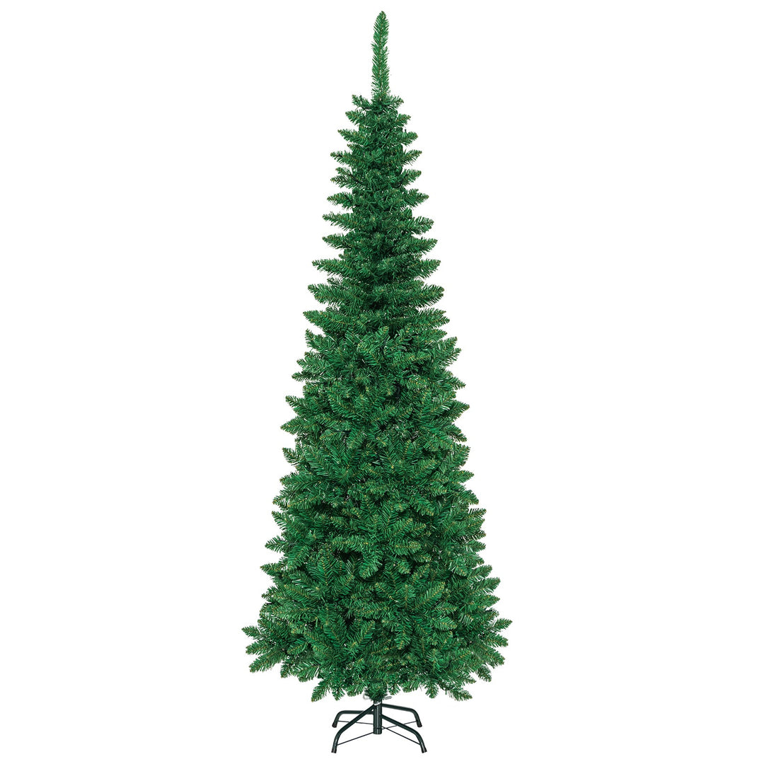 4.5 ft Pre-Lit Premium Hinged Artificial Fir Pencil Christmas Tree with LED Lights