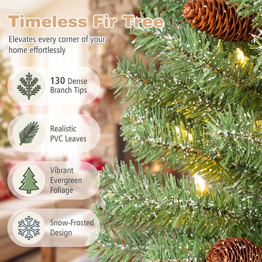 Pre-Lit Mini Christmas Tree with 50 Warm White LED Lights and Timer Set of 2-3 ft