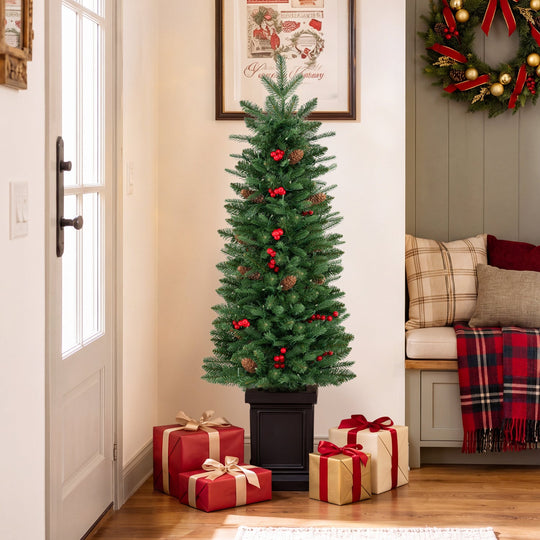 Pre-Lit Potted Christmas Tree with Warm White LED Lights