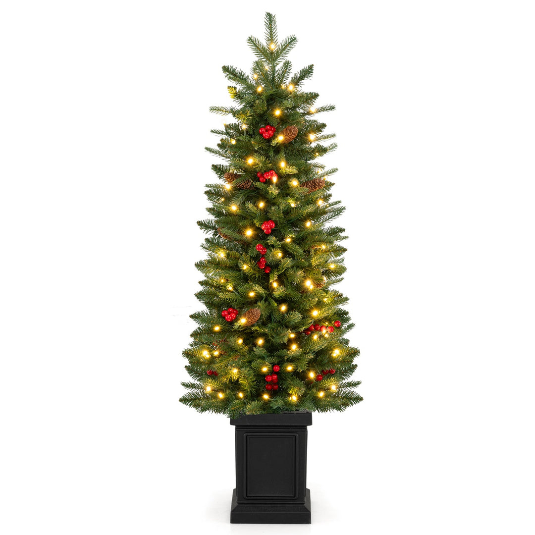 Pre-Lit Potted Christmas Tree with Warm White LED Lights