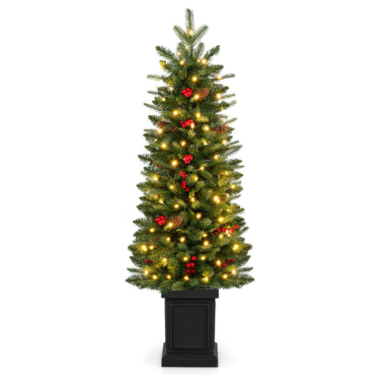 Pre-Lit Potted Christmas Tree with Warm White LED Lights