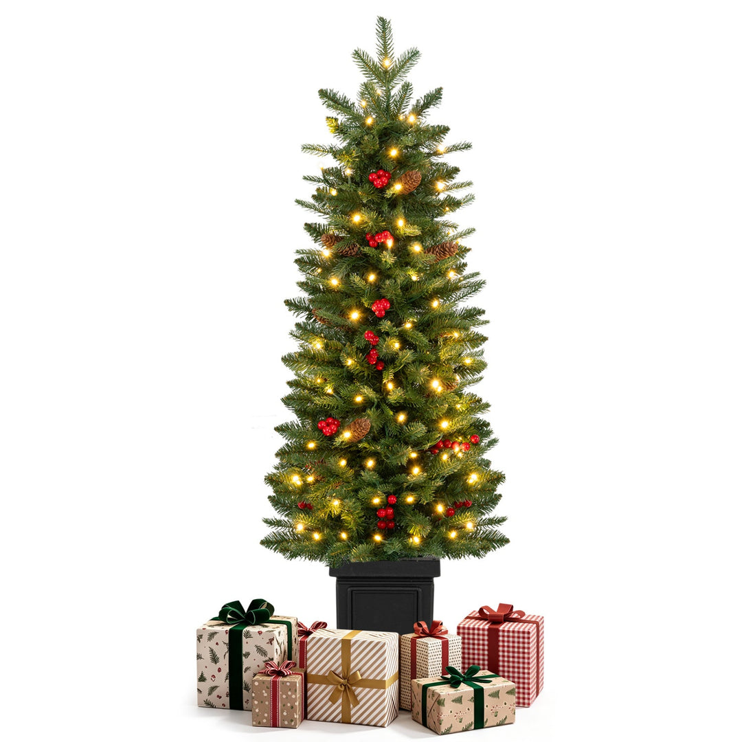 Pre-Lit Potted Christmas Tree with Warm White LED Lights