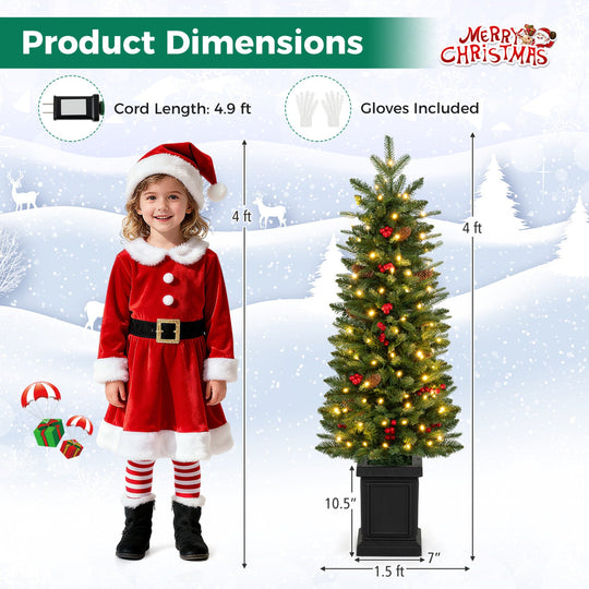 Pre-Lit Potted Christmas Tree with Warm White LED Lights