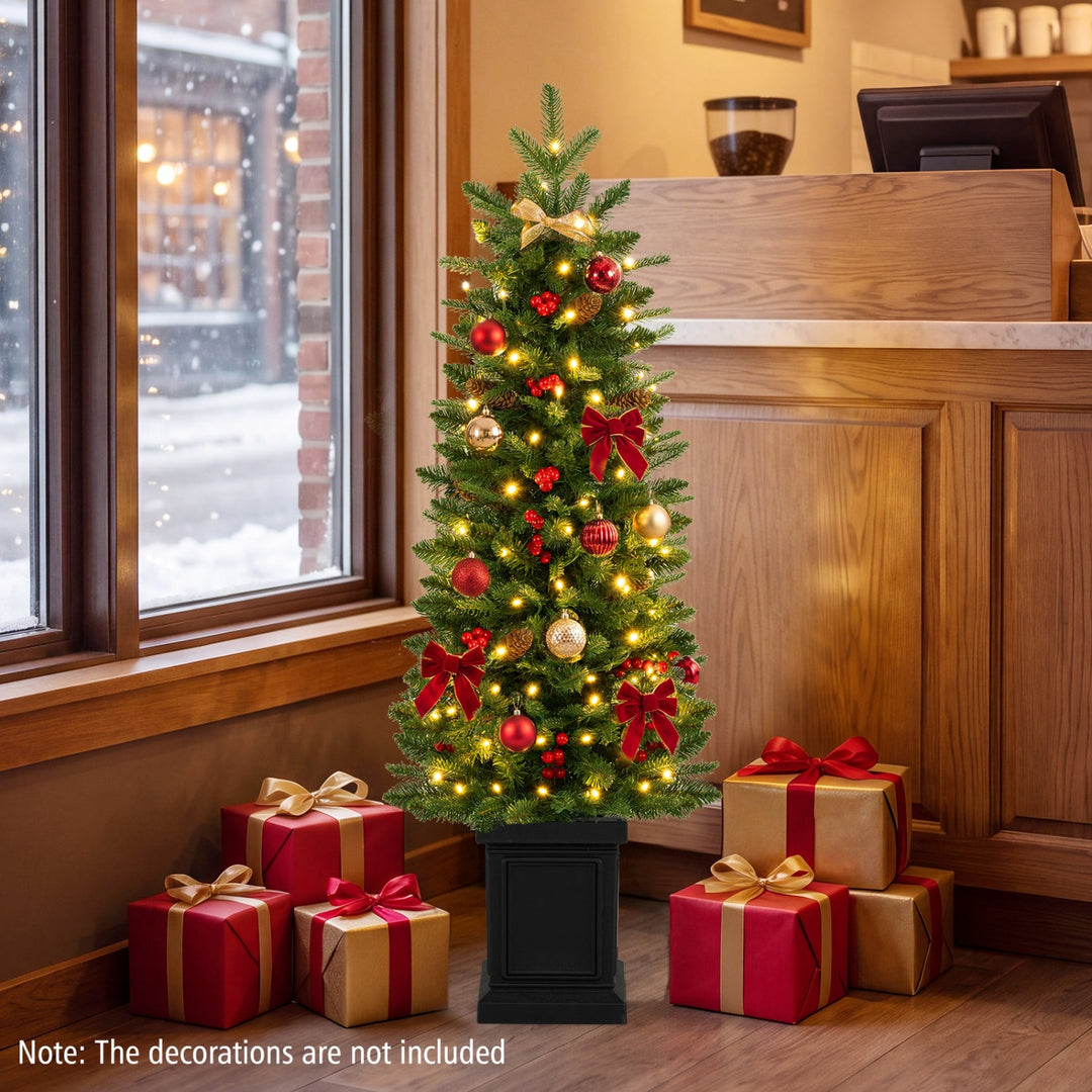 Pre-Lit Potted Christmas Tree with Warm White LED Lights