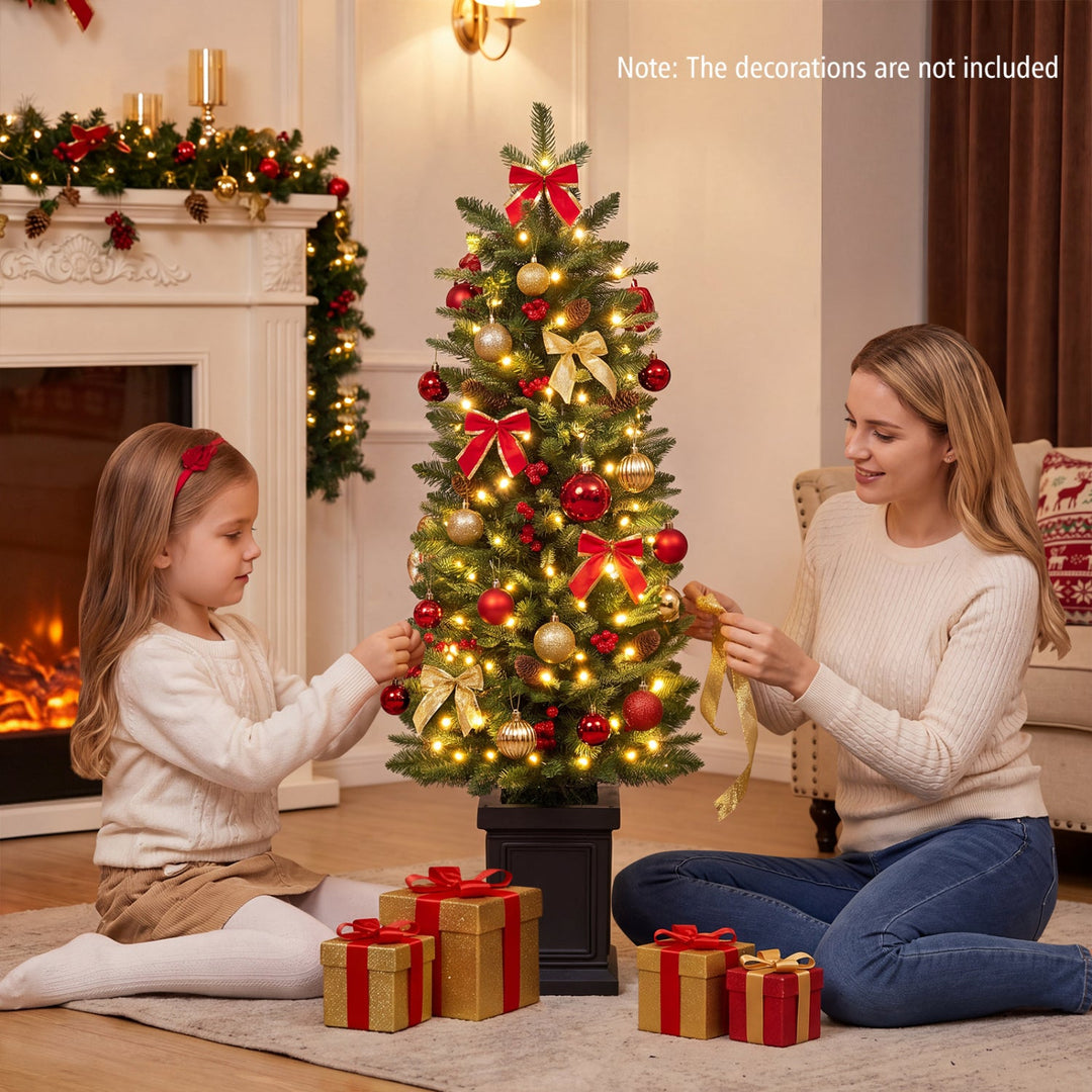 Pre-Lit Potted Christmas Tree with Warm White LED Lights