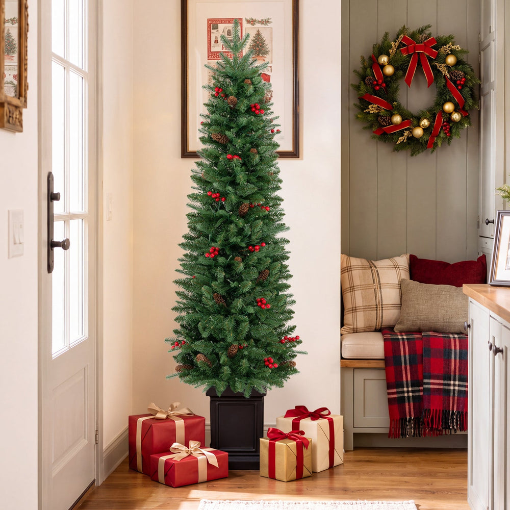 Pre-Lit Potted Christmas Tree with Warm White LED Lights