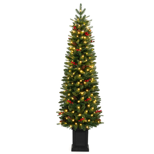 Pre-Lit Potted Christmas Tree with Warm White LED Lights