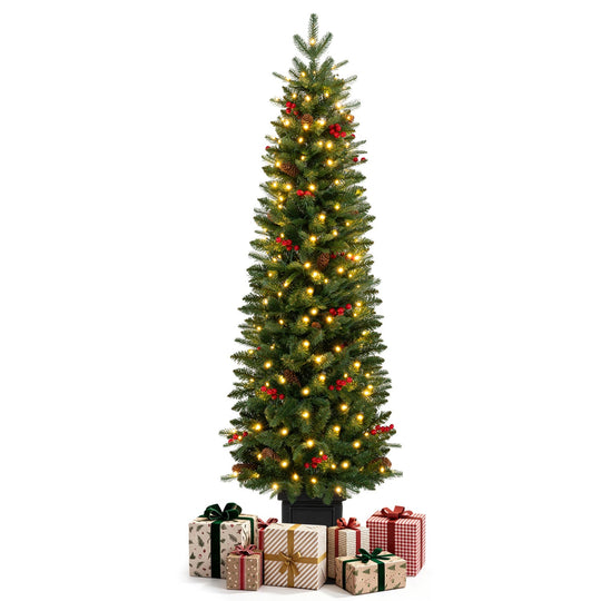 Pre-Lit Potted Christmas Tree with Warm White LED Lights