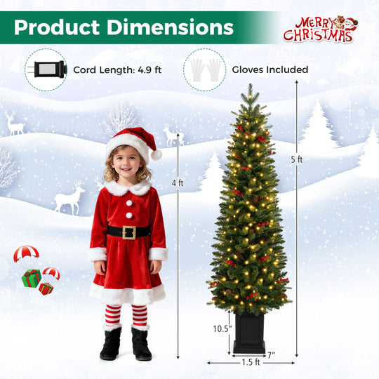 Pre-Lit Potted Christmas Tree with Warm White LED Lights