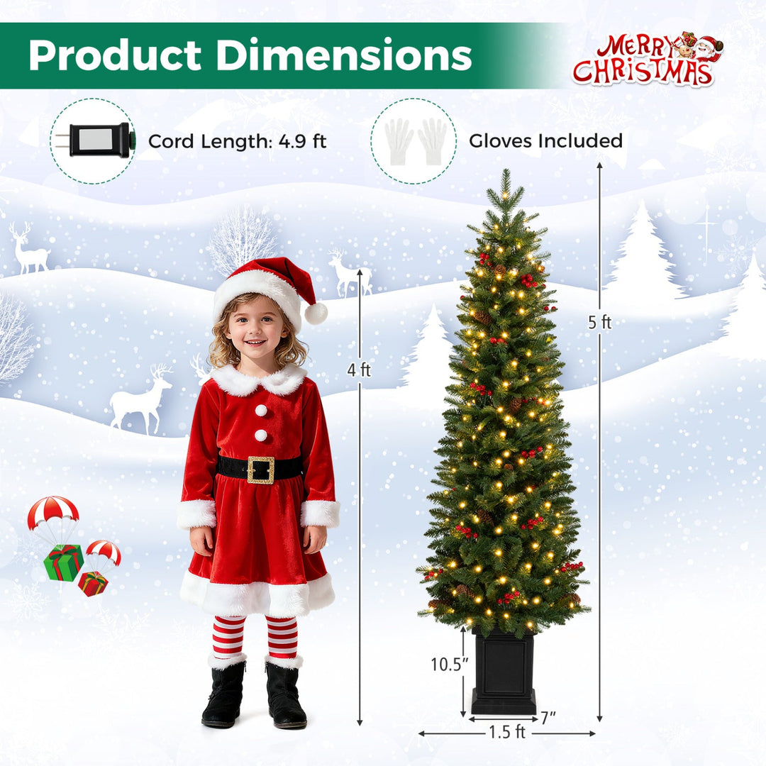 Pre-Lit Potted Christmas Tree with Warm White LED Lights