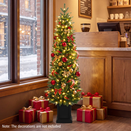 Pre-Lit Potted Christmas Tree with Warm White LED Lights