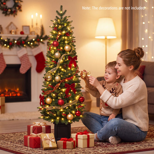 Pre-Lit Potted Christmas Tree with Warm White LED Lights