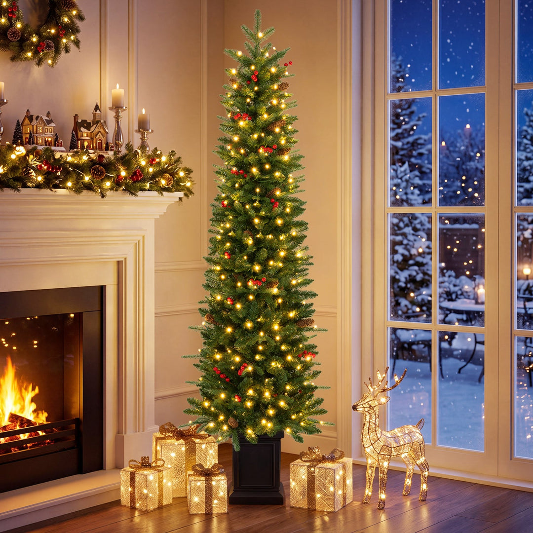 Pre-Lit Potted Christmas Tree with Warm White LED Lights