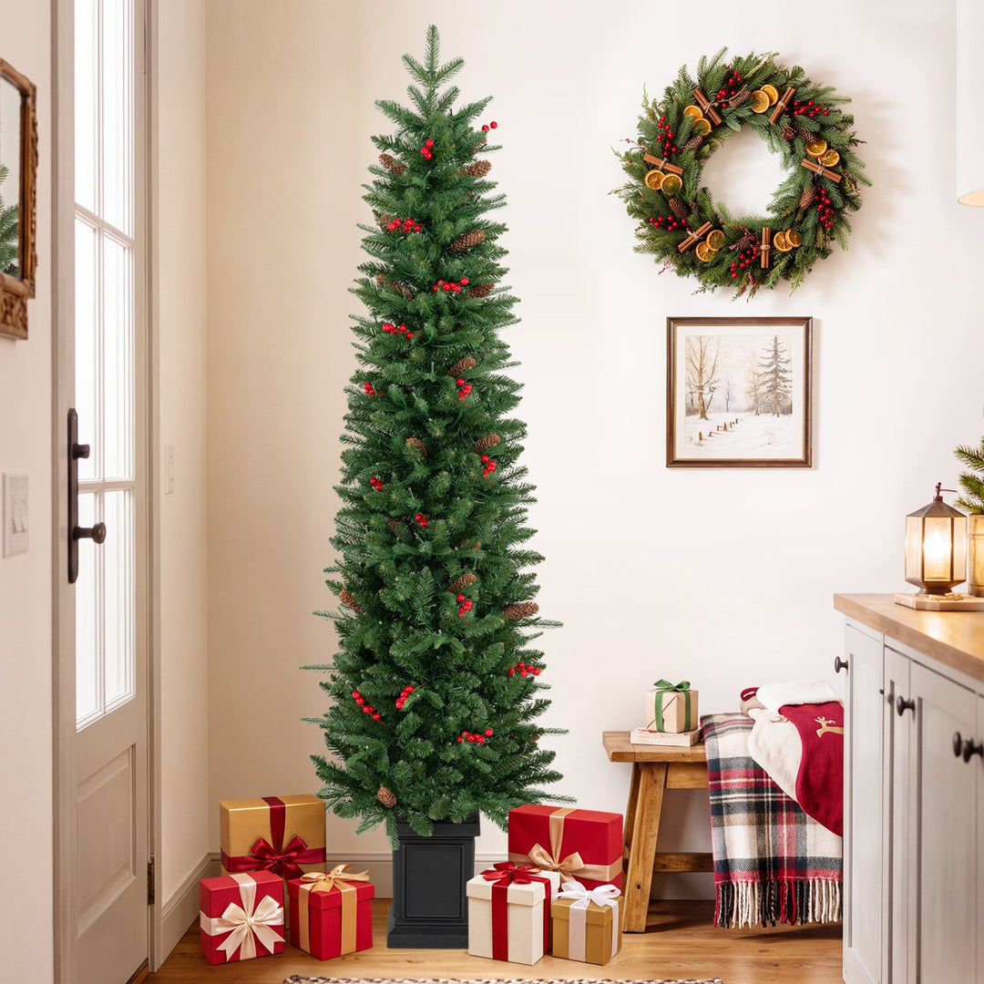 Pre-Lit Potted Christmas Tree with Warm White LED Lights