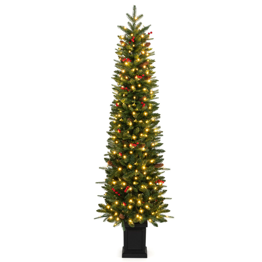 Pre-Lit Potted Christmas Tree with Warm White LED Lights