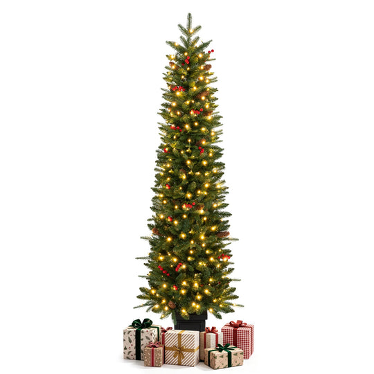 Pre-Lit Potted Christmas Tree with Warm White LED Lights