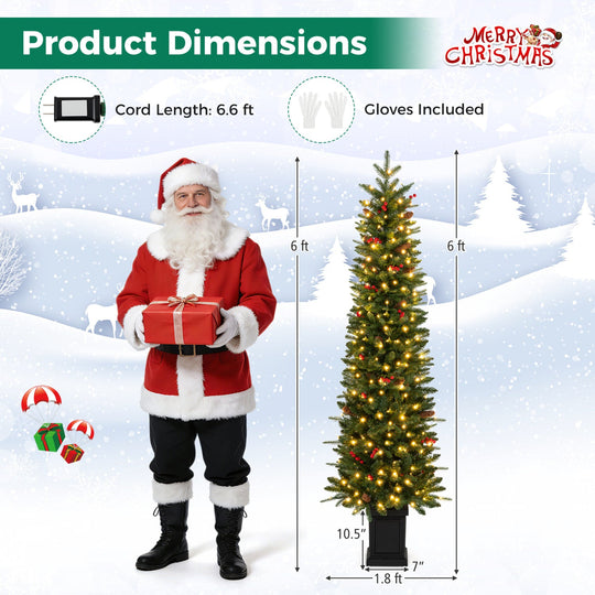 Pre-Lit Potted Christmas Tree with Warm White LED Lights