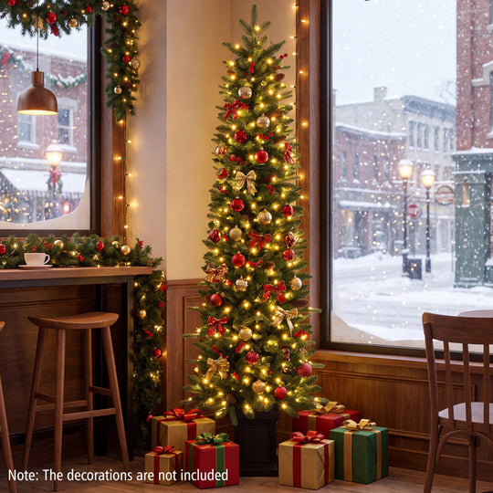 Pre-Lit Potted Christmas Tree with Warm White LED Lights
