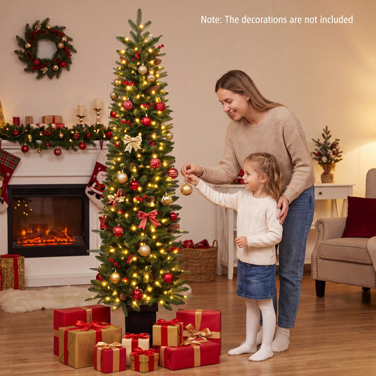 Pre-Lit Potted Christmas Tree with Warm White LED Lights