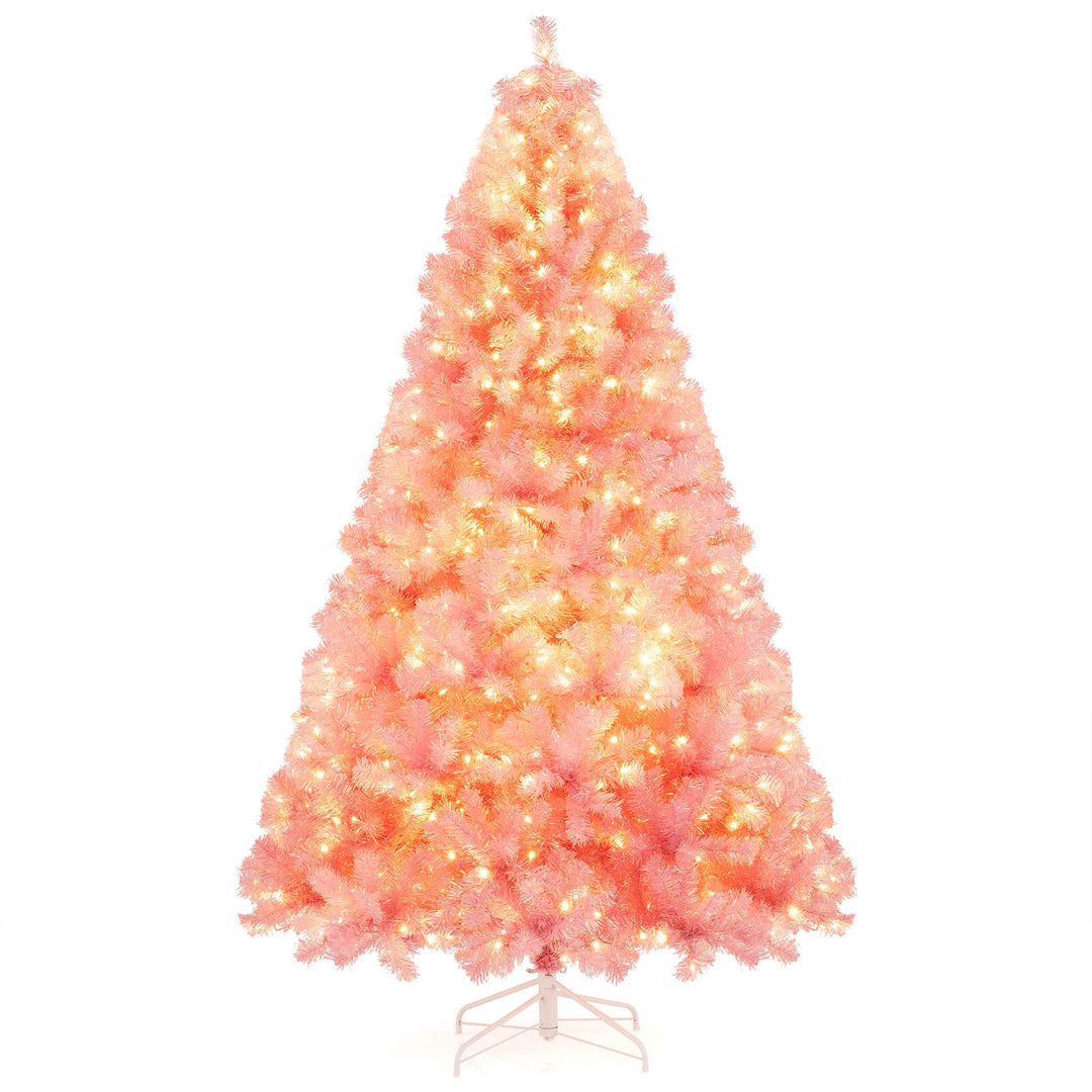 Pre-Lit Tinsel Christmas Tree Artificial Xmas Tree with Lush Branch Tips Holiday Decoration