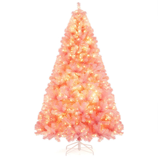 Pre-Lit Tinsel Christmas Tree Artificial Xmas Tree with Lush Branch Tips Holiday Decoration
