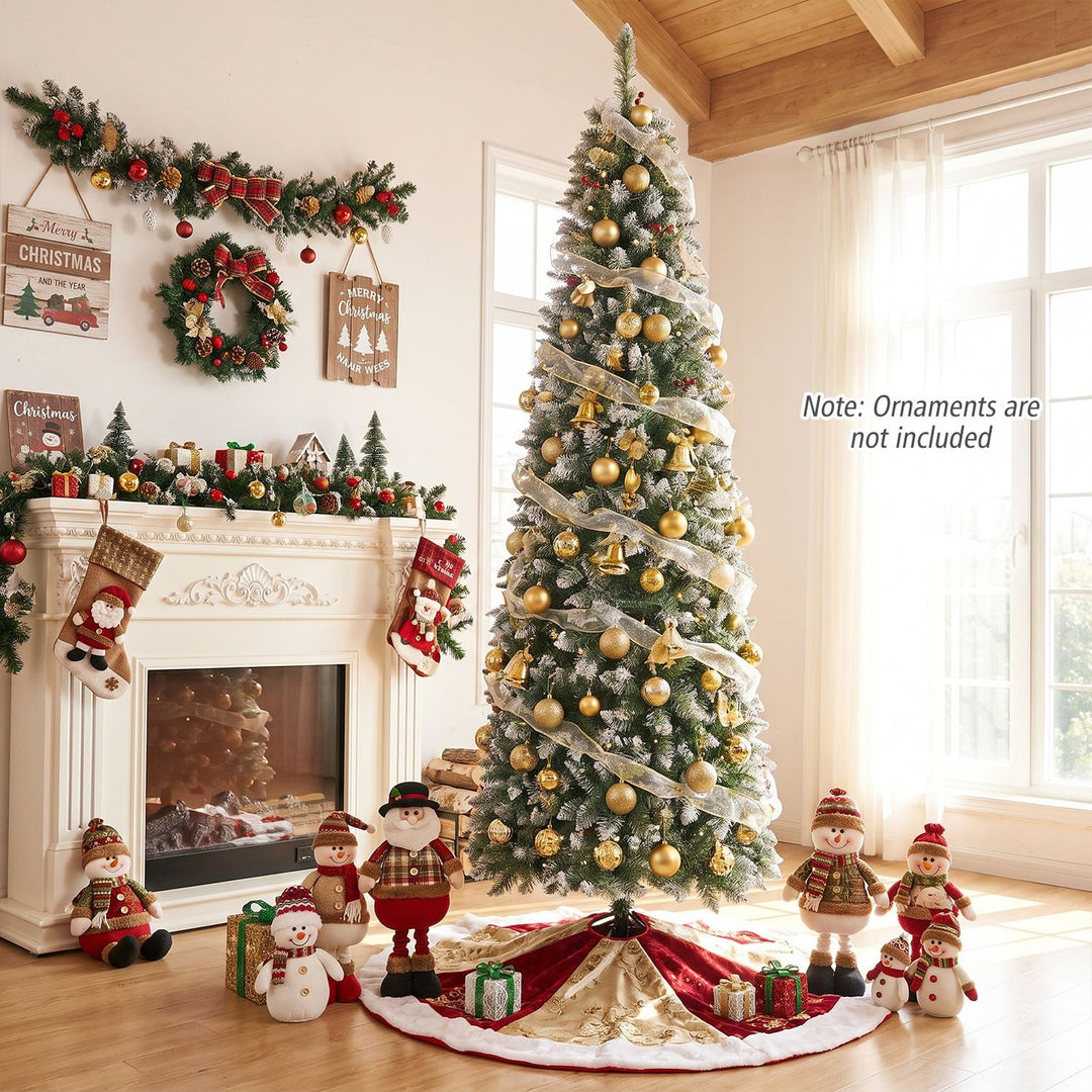 Pre-lit Artificial Pencil Christmas Tree with Pine Cones and Red Berries