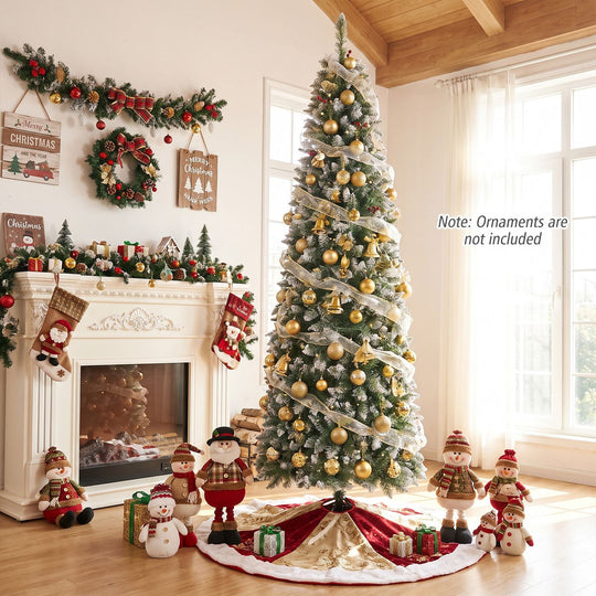 Pre-lit Artificial Pencil Christmas Tree with Pine Cones and Red Berries