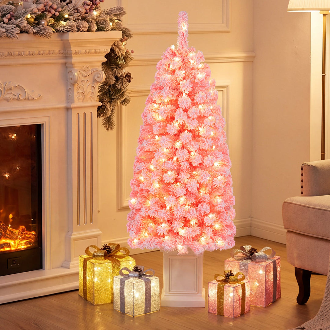 Pre-Lit Potted Christmas Tree with Warm White LED Lights