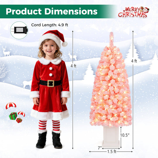 Pre-Lit Potted Christmas Tree with Warm White LED Lights