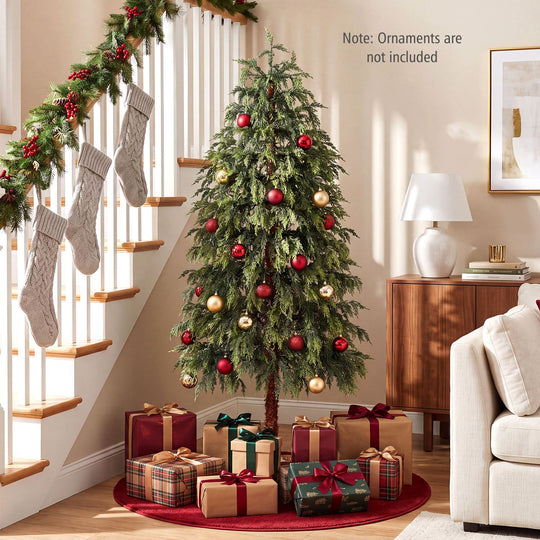 Prelit Artificial Christmas Tree with Warm White and Multicolor LED Lights-6FT