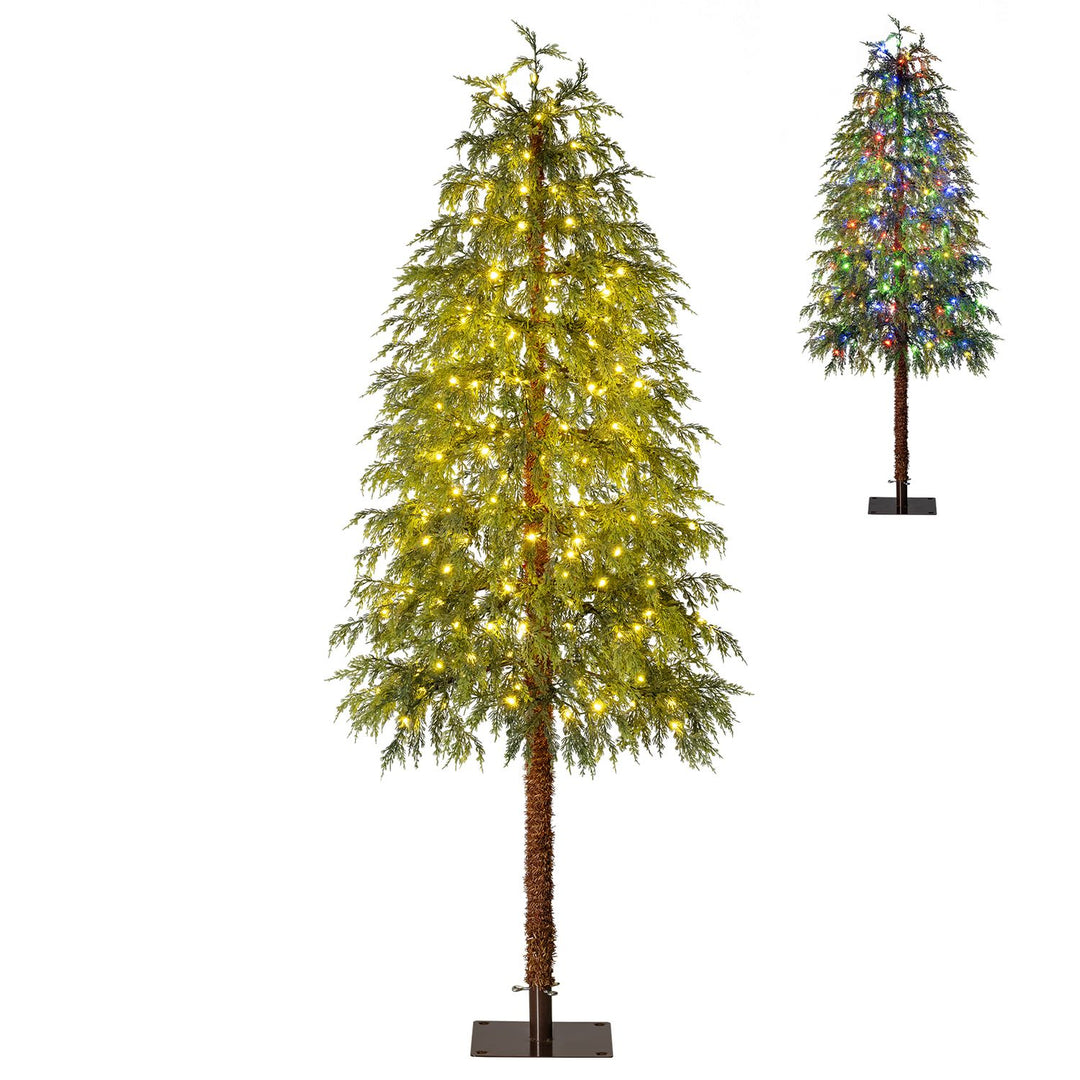 Prelit Artificial Christmas Tree with Warm White and Multicolor LED Lights-6FT