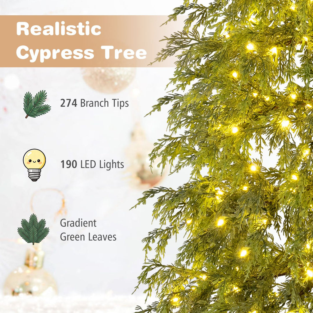 Prelit Artificial Christmas Tree with Warm White and Multicolor LED Lights-6FT