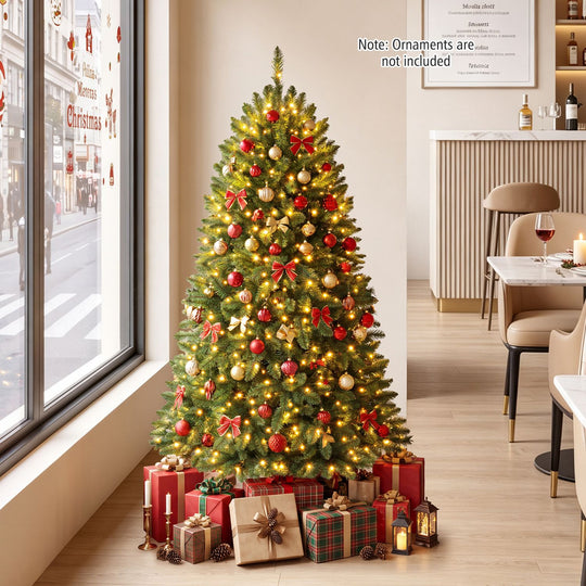 Premium Hinged Artificial Fir Christmas Tree with LED Lights