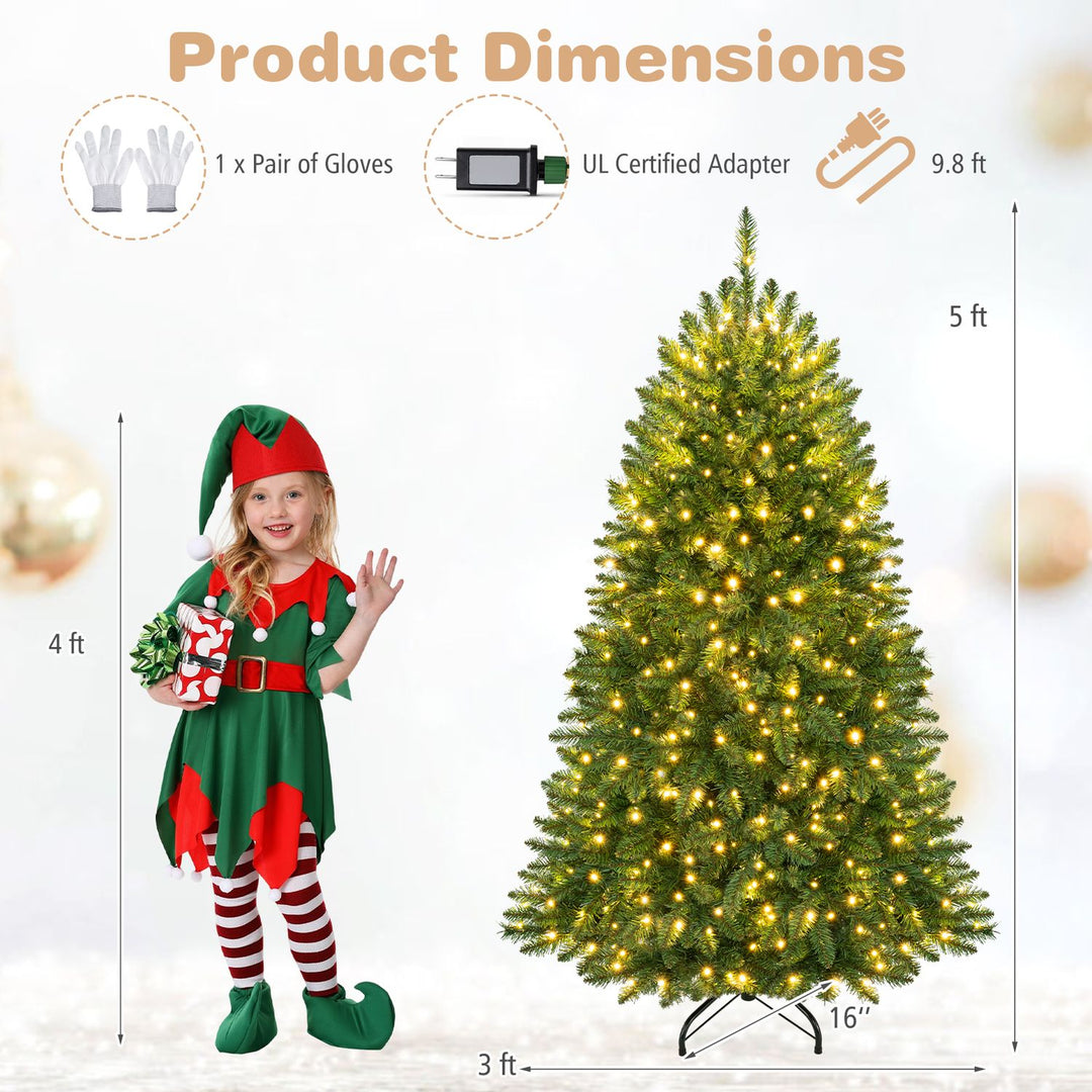 Premium Hinged Artificial Fir Christmas Tree with LED Lights