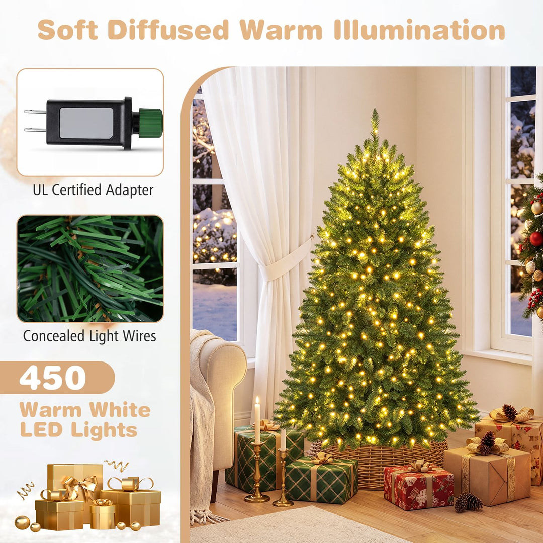 Premium Hinged Artificial Fir Christmas Tree with LED Lights