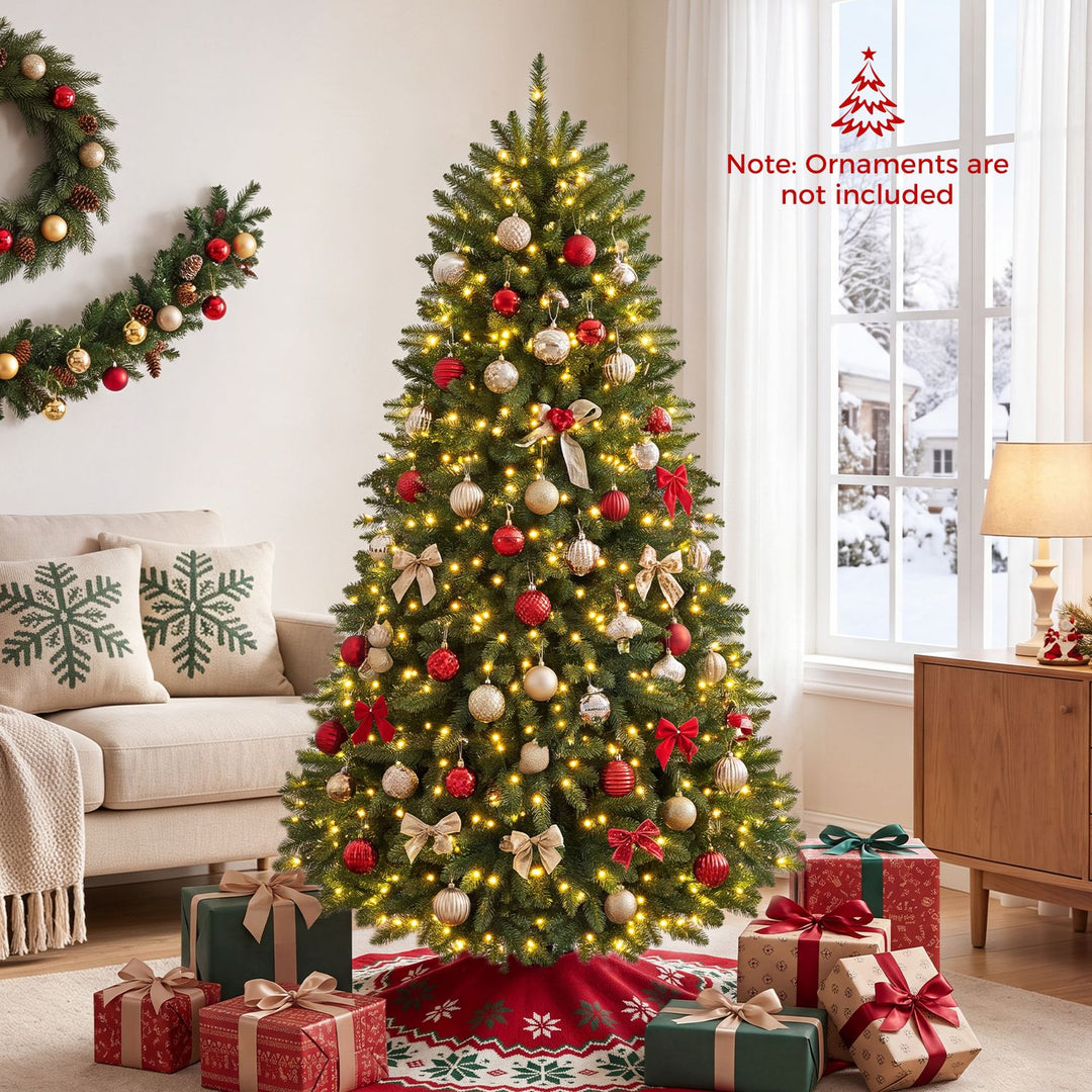 Premium Hinged Artificial Fir Christmas Tree with LED Lights