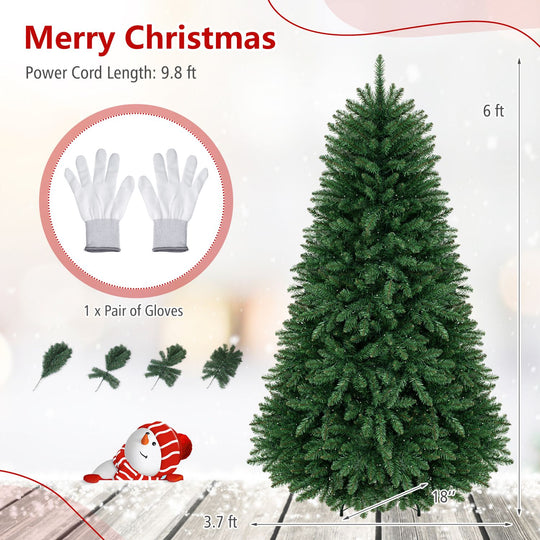 Premium Hinged Artificial Fir Christmas Tree with LED Lights
