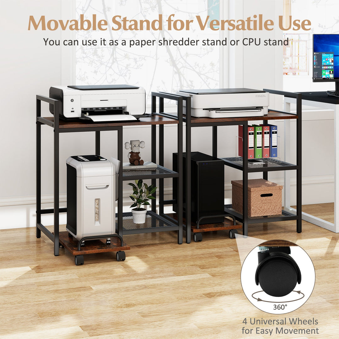 Printer Stand with Charging Station and Storage Shelves