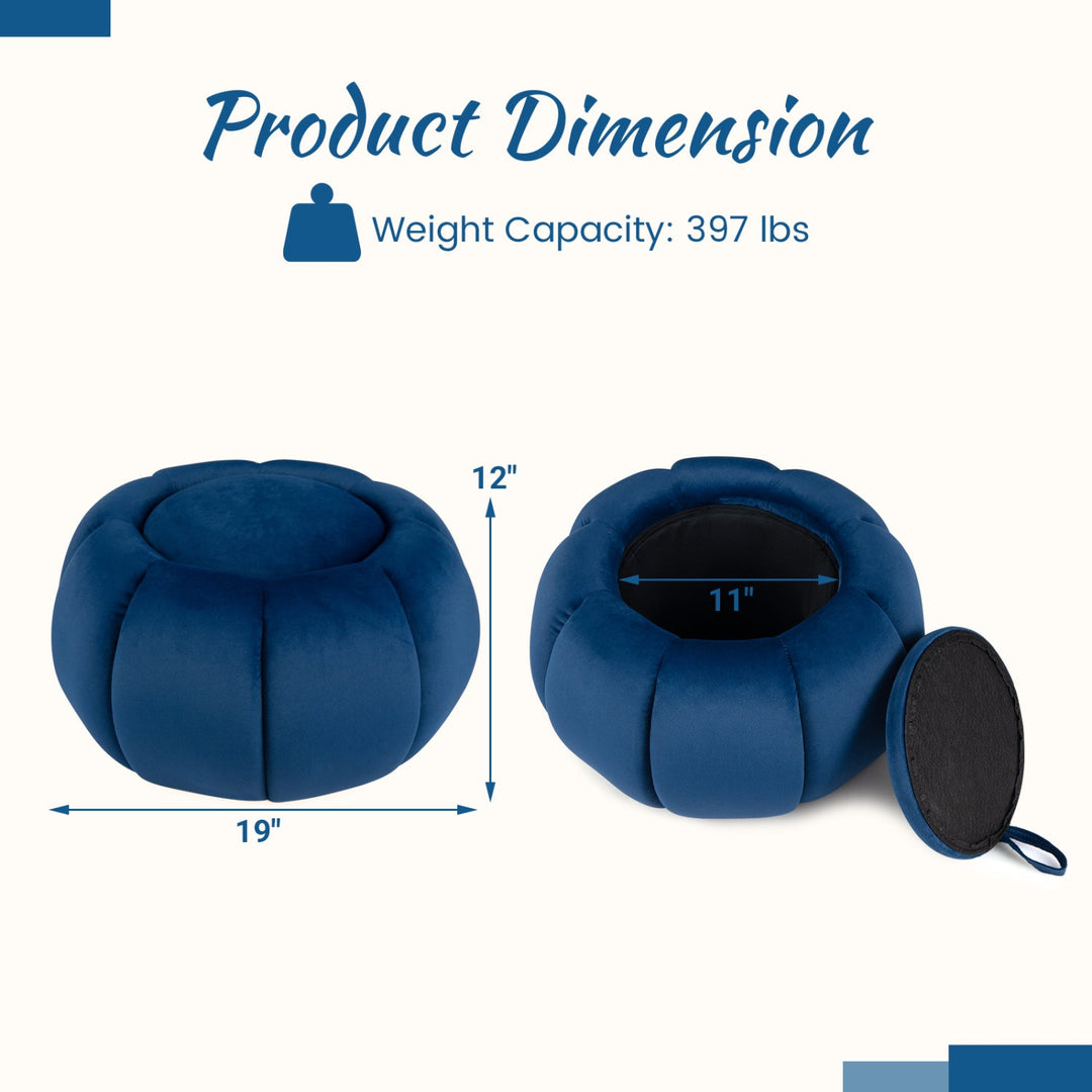 Pumpkin Ottoman with Hidden Storage and Removable Lid