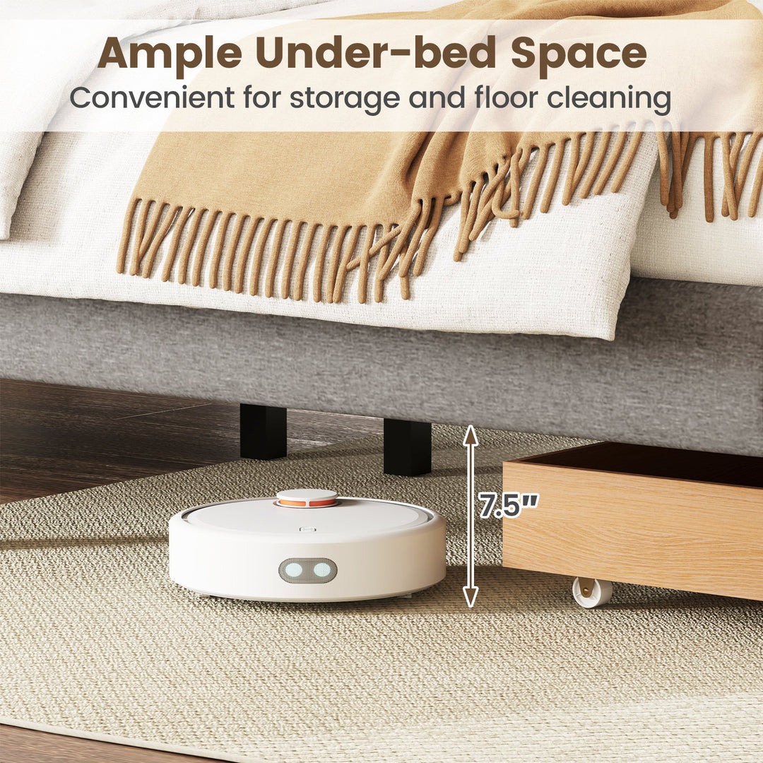 Queen Size Bed Frame with Storage Drawer and Vertical Channel Headboard