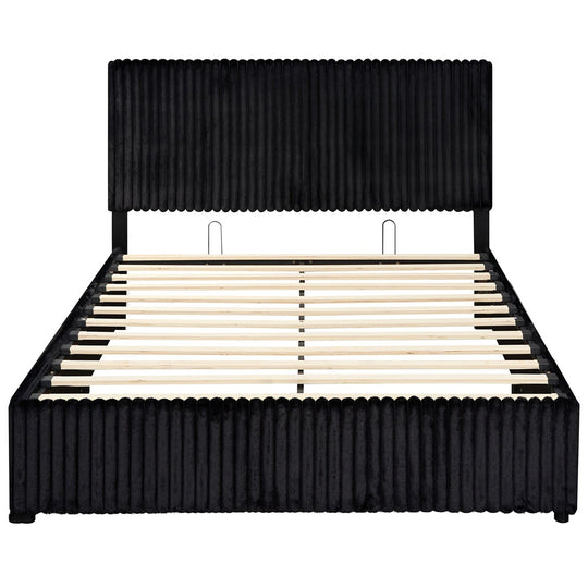 Queen Size Lift-up Storage Bed with Wooden Slat Support