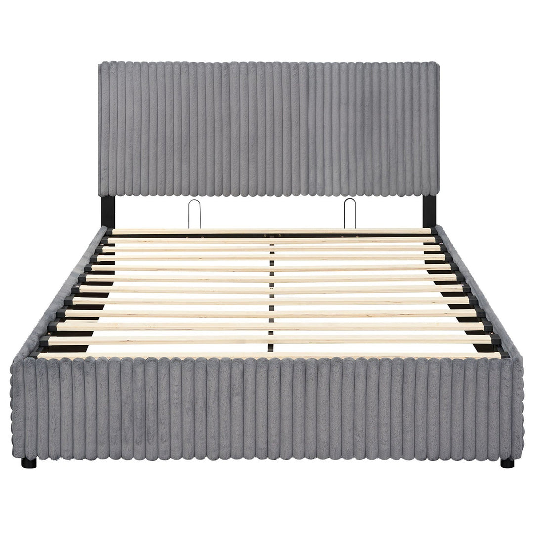 Queen Size Lift-up Storage Bed with Wooden Slat Support