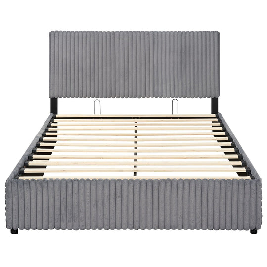Queen Size Lift-up Storage Bed with Wooden Slat Support