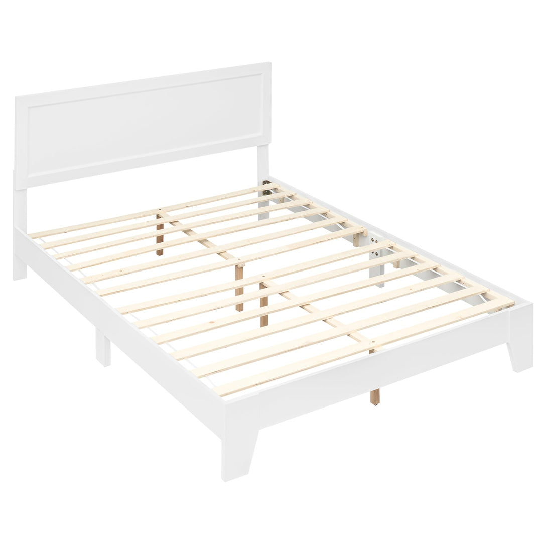 Queen Size Platform Bed Frame with Headboard - White