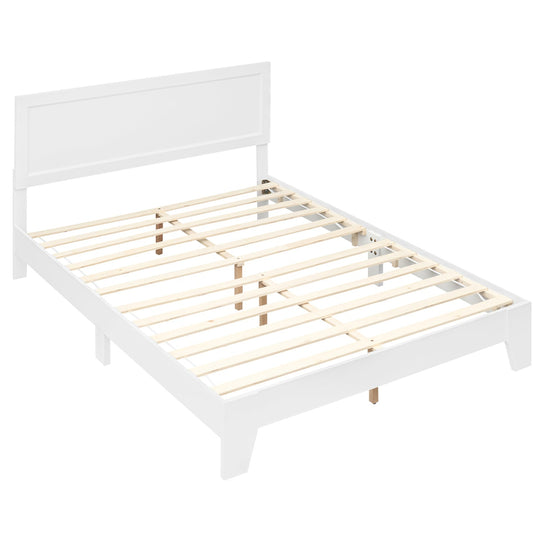 Queen Size Platform Bed Frame with Headboard - White