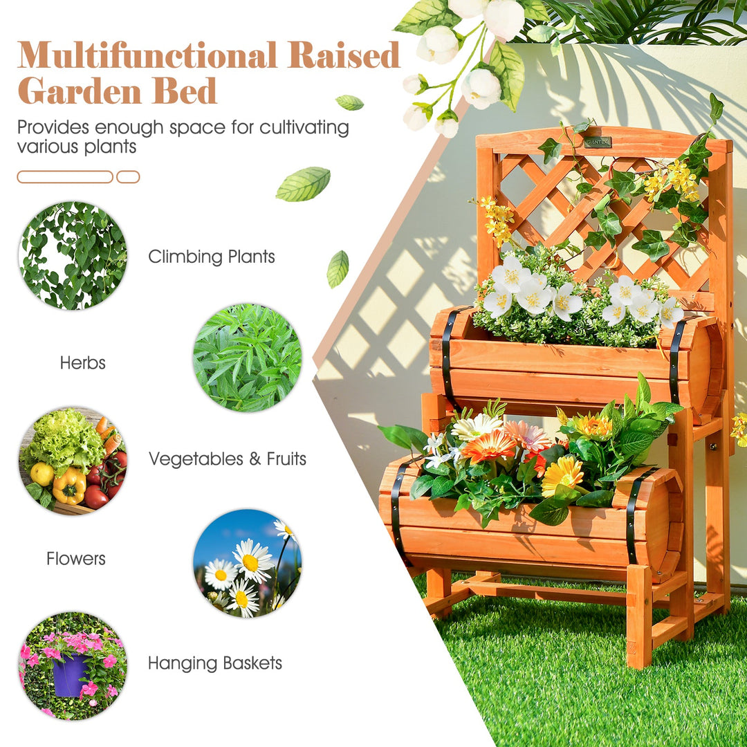 2-Tier Raised Garden Bed with Trellis and Planter Boxes