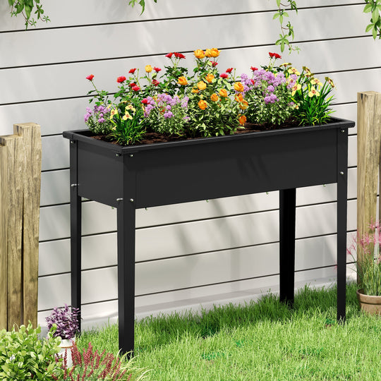 Raised Garden Bed Elevated Metal Planter Box with Legs Drainage Holes