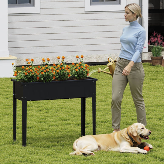 Raised Garden Bed Elevated Metal Planter Box with Legs Drainage Holes