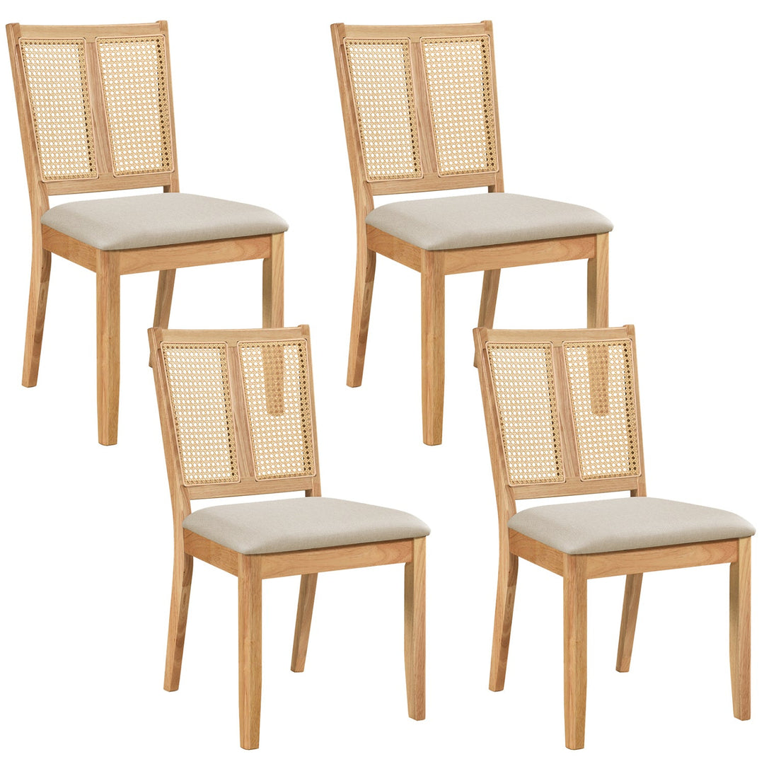 Rattan Dining Chairs Set of 4 with Padded Seats